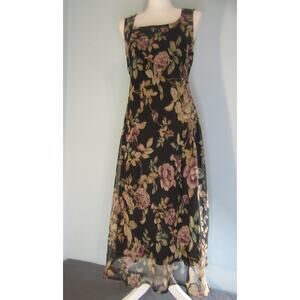 Vtg Connected Apparel Dress Shear Lined Floral Sleeveless Size 10 Maxi Fairy Y2K